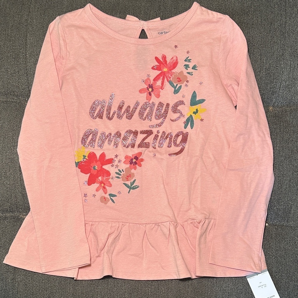 Carter's Floral Graphic Pink Long Sleeve Tee